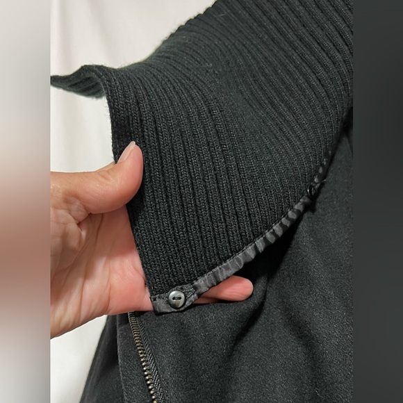 Steve Madden Long Black Wool Blend Coat | Jacket | Asymmetrical Zip Winter Fall - Picture 11 of 16